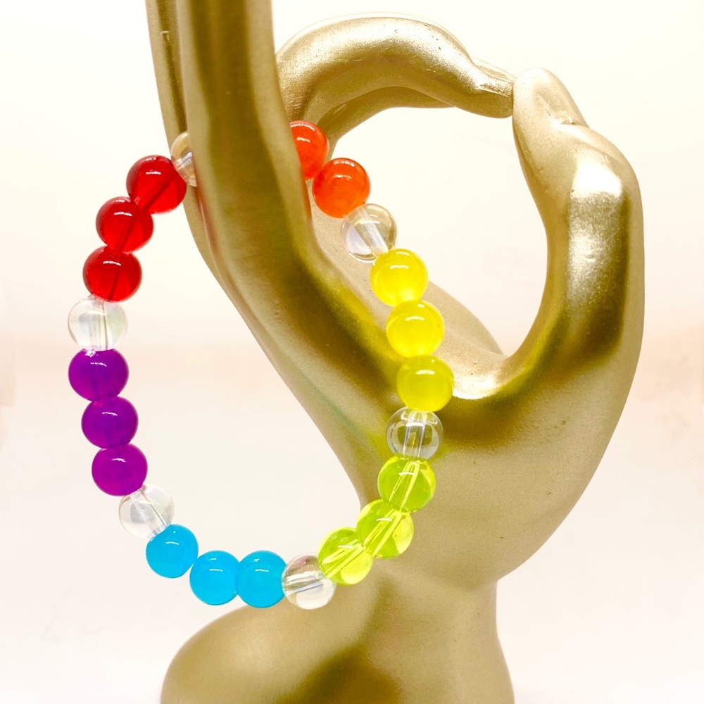 [Rainbow] Vibrant Stretchy Glass Beaded Bracelet